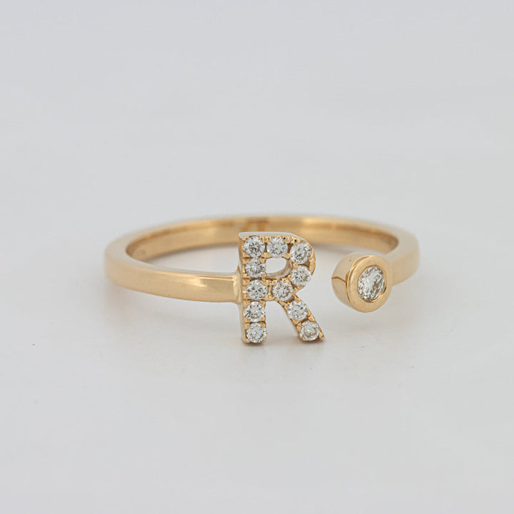 Single Initial "R" Diamond Ring - ZIZOV DIAMONDS