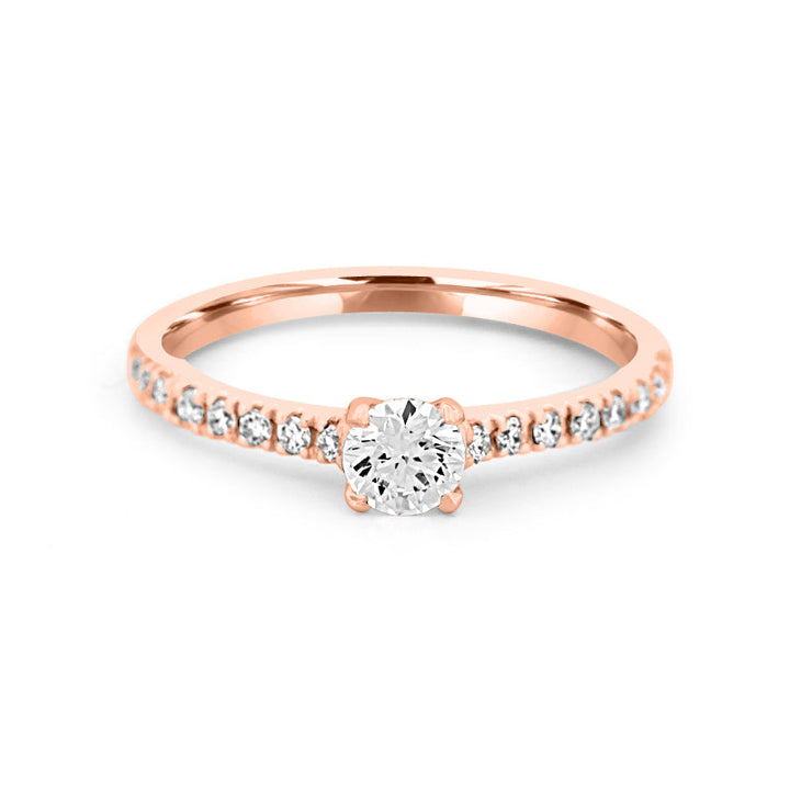 Round Solitaire Pavé Ring