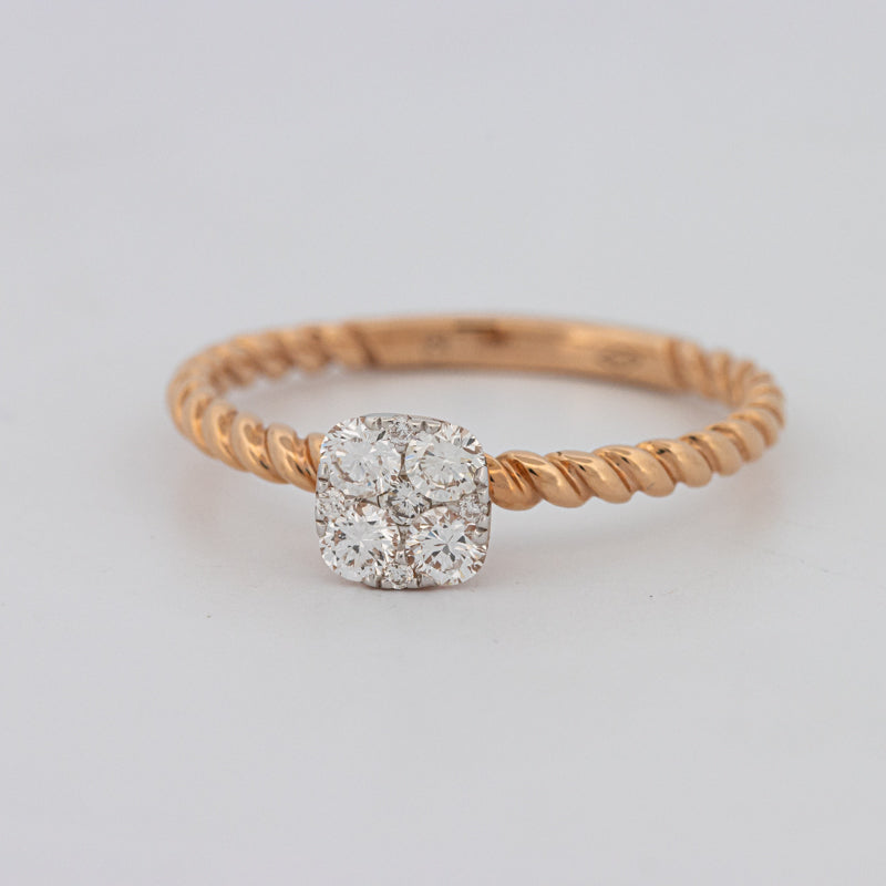 Invisible Square Solitaire Dot Ring