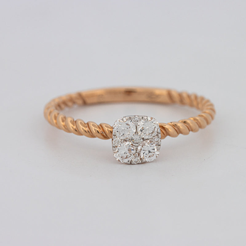 Invisible Square Solitaire Dot Ring