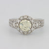 Fancy Light Yellow Round Halo Solitaire
