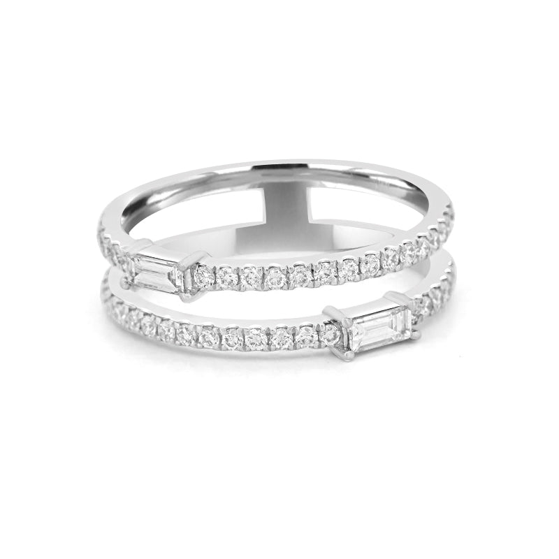 Twin Baguette Pave-Ring