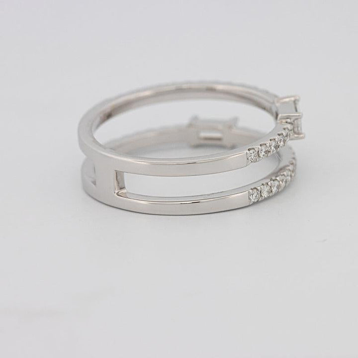 Twin baguette pave ring