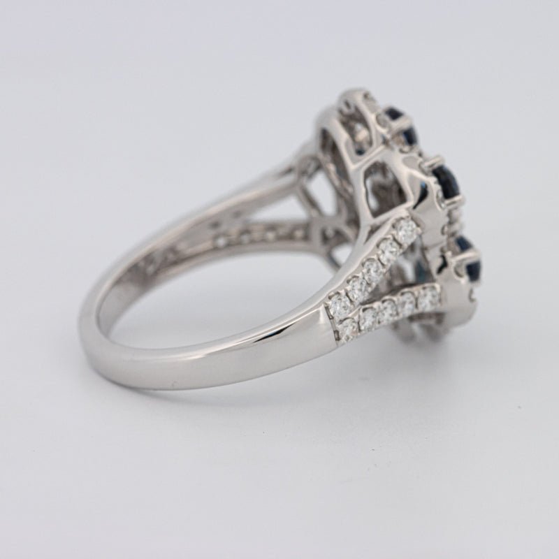 Blue Sapphire and Diamond Flower Ring - ZIZOV DIAMONDS