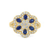 Blue Sapphire and Diamond Flower Ring - ZIZOV DIAMONDS