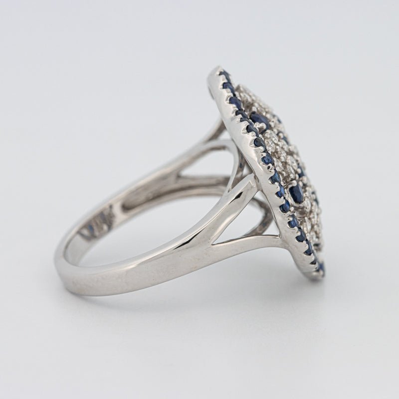 Blue Sapphire and Diamond Flower Ring - ZIZOV DIAMONDS