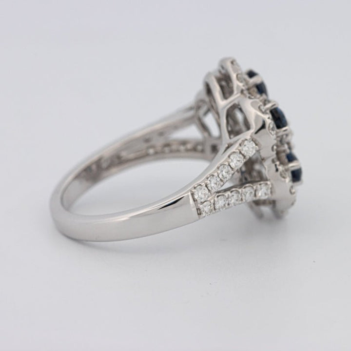 Blue Sapphire and Diamond Flower Ring - ZIZOV DIAMONDS