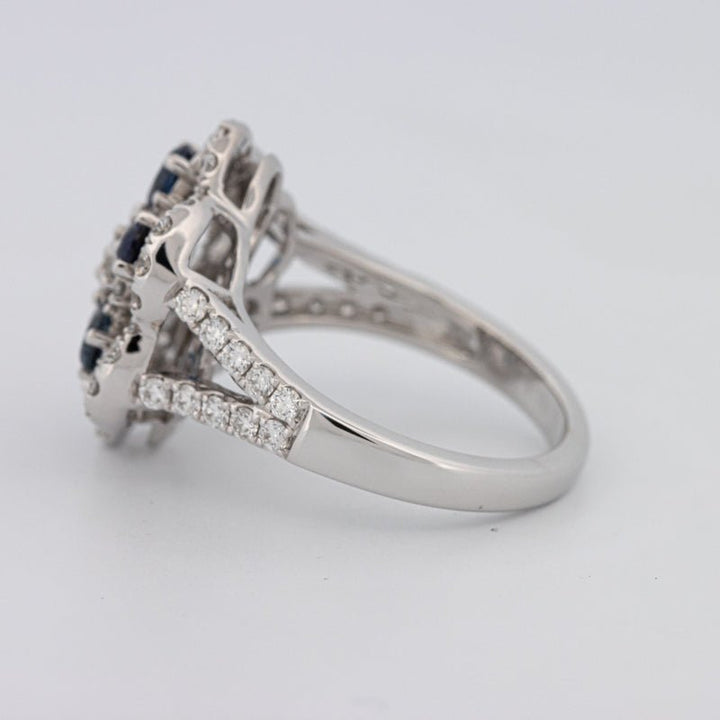 Blue Sapphire and Diamond Flower Ring - ZIZOV DIAMONDS