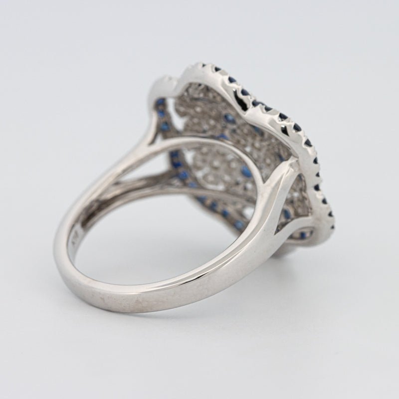 Blue Sapphire and Diamond Flower Ring - ZIZOV DIAMONDS