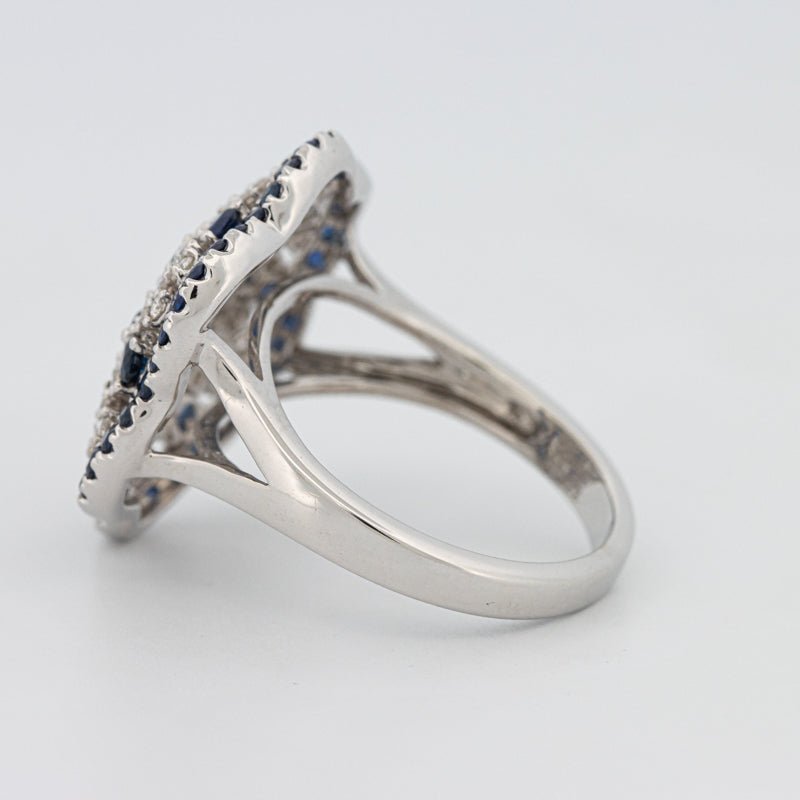 Blue Sapphire and Diamond Flower Ring - ZIZOV DIAMONDS