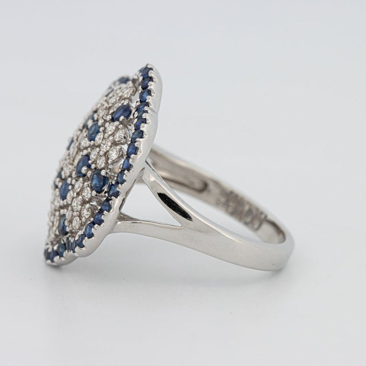 Blue Sapphire and Diamond Flower Ring - ZIZOV DIAMONDS