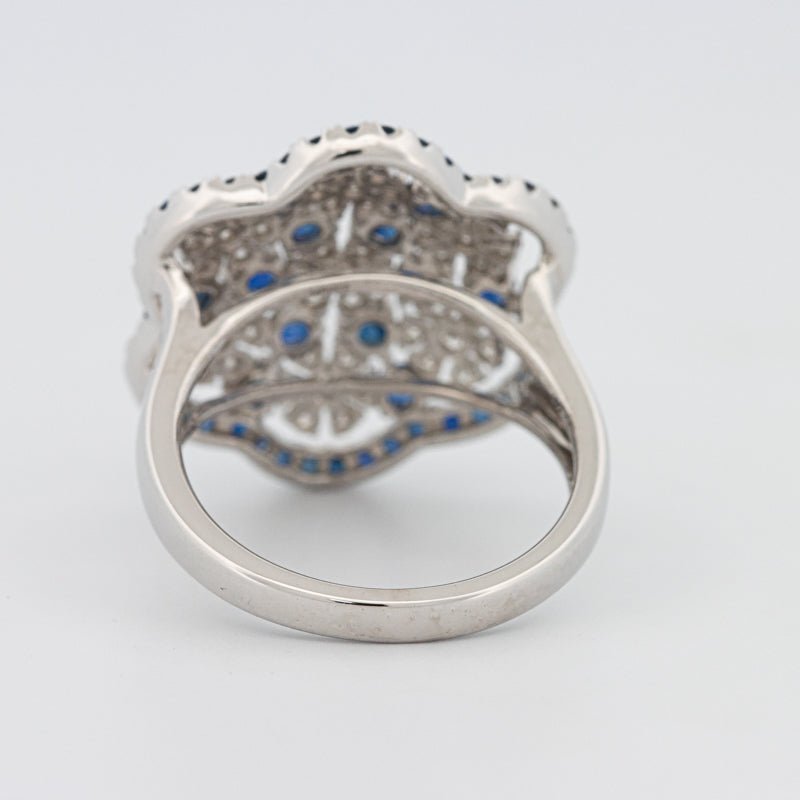 Blue Sapphire and Diamond Flower Ring - ZIZOV DIAMONDS