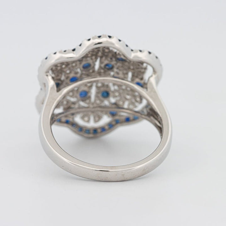 Blue Sapphire and Diamond Flower Ring - ZIZOV DIAMONDS