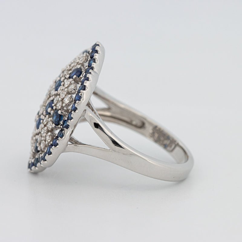 Blue Sapphire and Diamond Flower Ring - ZIZOV DIAMONDS