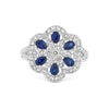 Blue Sapphire and Diamond Flower Ring - ZIZOV DIAMONDS