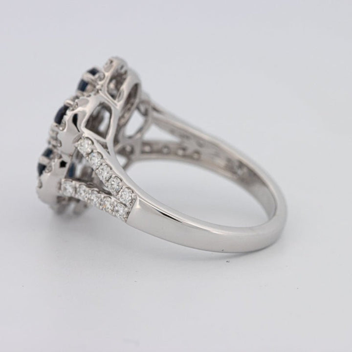 Blue Sapphire and Diamond Flower Ring - ZIZOV DIAMONDS