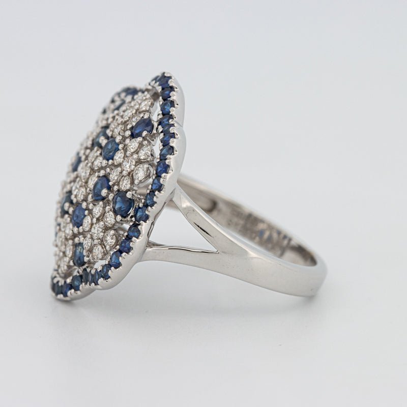 Blue Sapphire and Diamond Flower Ring - ZIZOV DIAMONDS
