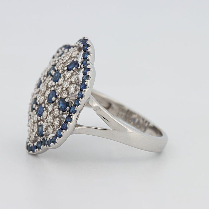 Blue Sapphire and Diamond Flower Ring - ZIZOV DIAMONDS