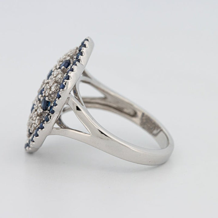 Blue Sapphire and Diamond Flower Ring - ZIZOV DIAMONDS