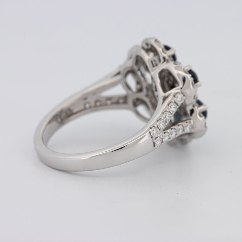 Blue Sapphire and Diamond Flower Ring - ZIZOV DIAMONDS