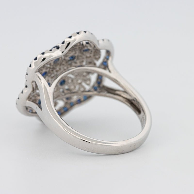 Blue Sapphire and Diamond Flower Ring - ZIZOV DIAMONDS