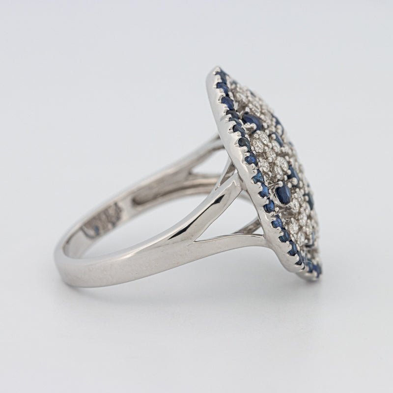 Blue Sapphire and Diamond Flower Ring - ZIZOV DIAMONDS