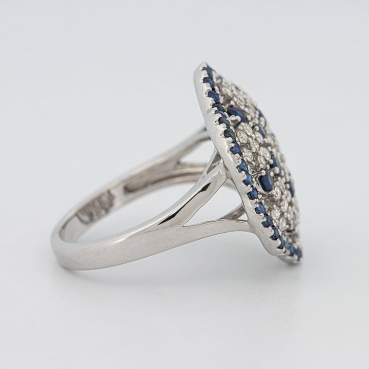 Blue Sapphire and Diamond Flower Ring - ZIZOV DIAMONDS