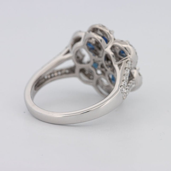 Blue Sapphire and Diamond Flower Ring - ZIZOV DIAMONDS