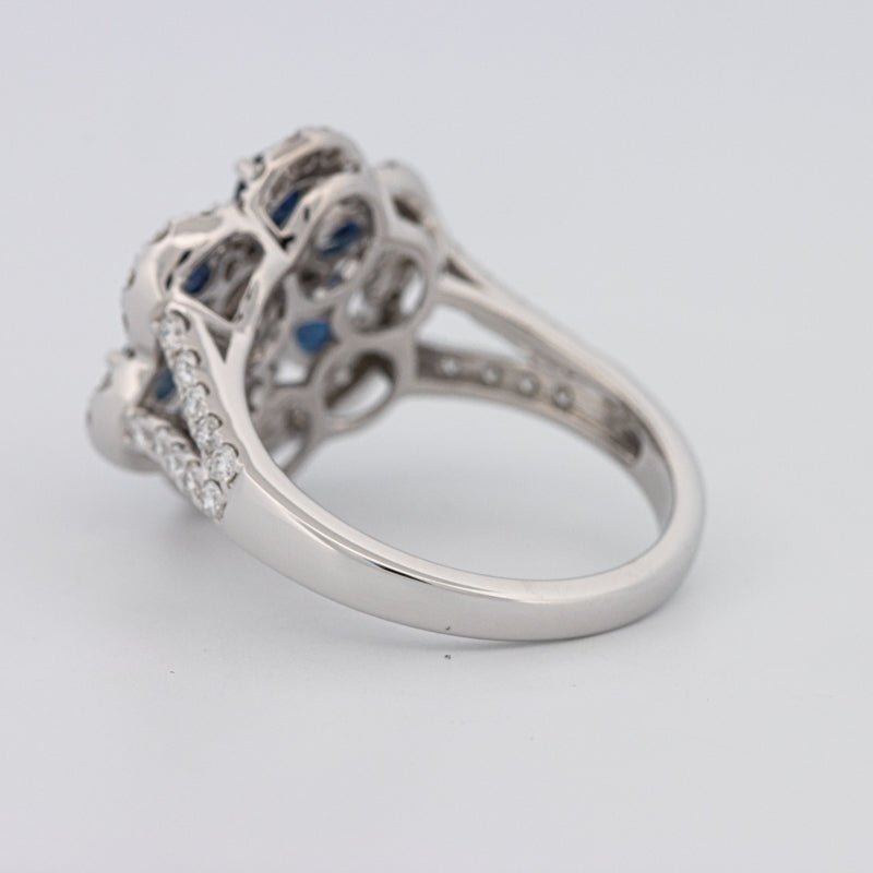 Blue Sapphire and Diamond Flower Ring - ZIZOV DIAMONDS