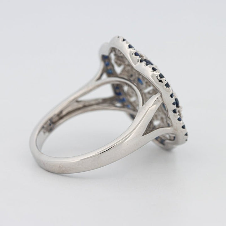 Blue Sapphire and Diamond Flower Ring - ZIZOV DIAMONDS