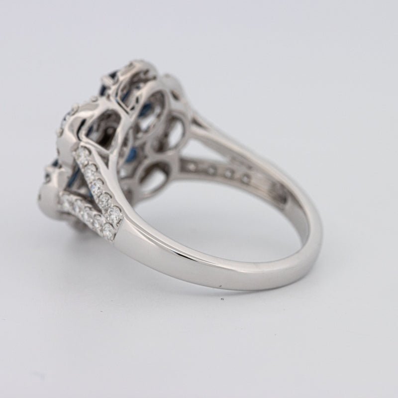 Blue Sapphire and Diamond Flower Ring - ZIZOV DIAMONDS