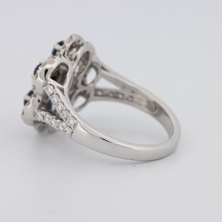 Blue Sapphire and Diamond Flower Ring - ZIZOV DIAMONDS