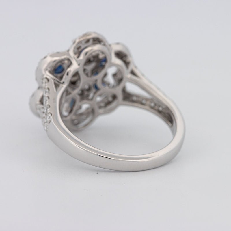 Blue Sapphire and Diamond Flower Ring - ZIZOV DIAMONDS