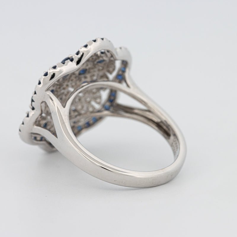 Blue Sapphire and Diamond Flower Ring - ZIZOV DIAMONDS