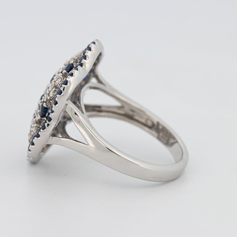 Blue Sapphire and Diamond Flower Ring - ZIZOV DIAMONDS