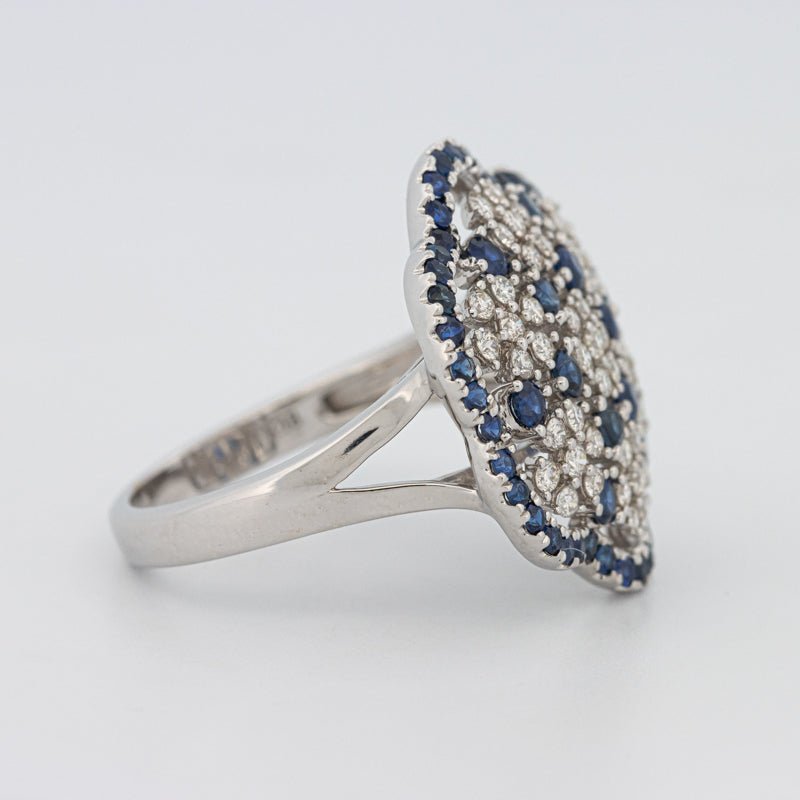 Blue Sapphire and Diamond Flower Ring - ZIZOV DIAMONDS