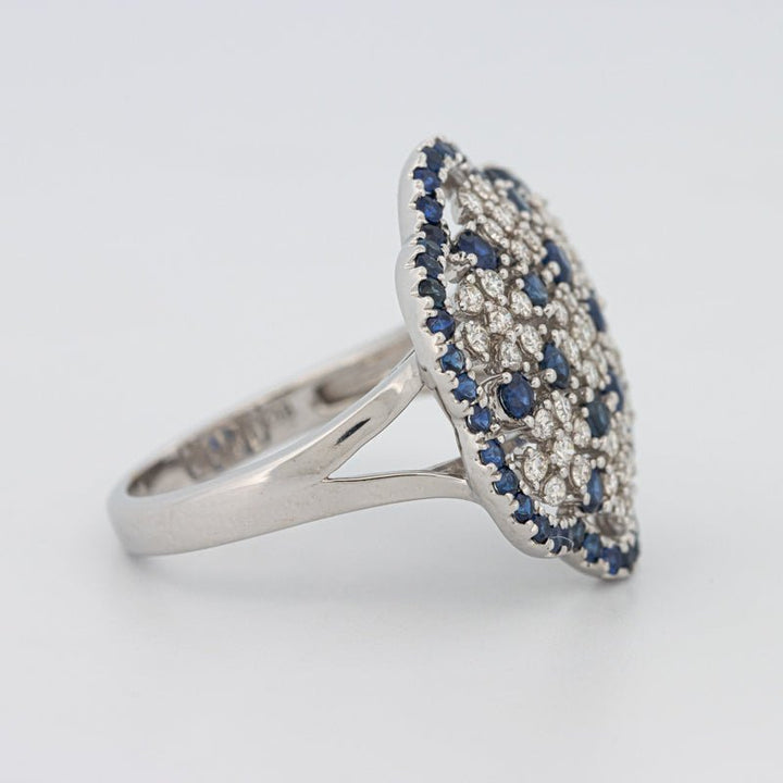 Blue Sapphire and Diamond Flower Ring - ZIZOV DIAMONDS