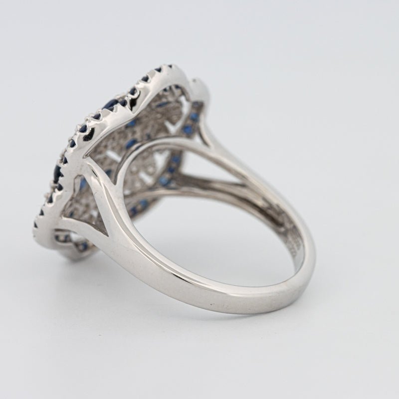 Blue Sapphire and Diamond Flower Ring - ZIZOV DIAMONDS