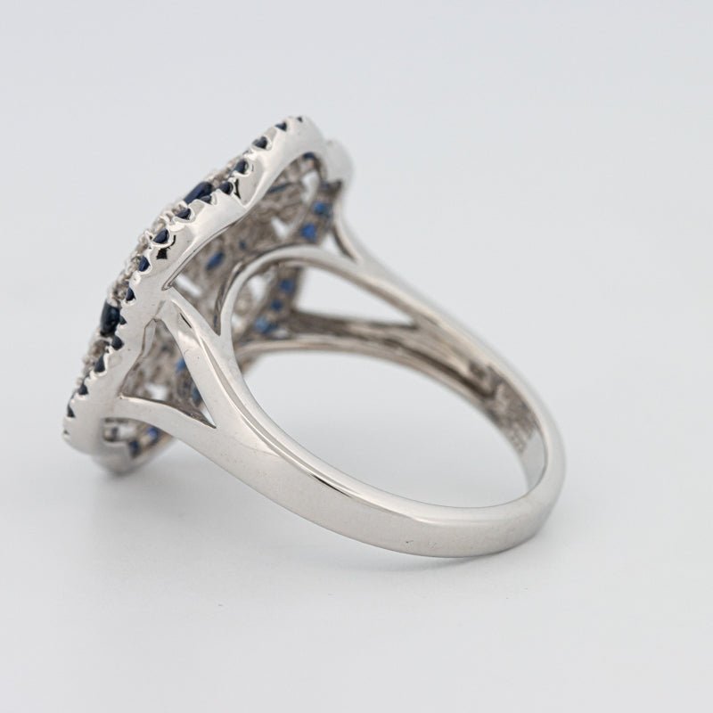 Blue Sapphire and Diamond Flower Ring - ZIZOV DIAMONDS