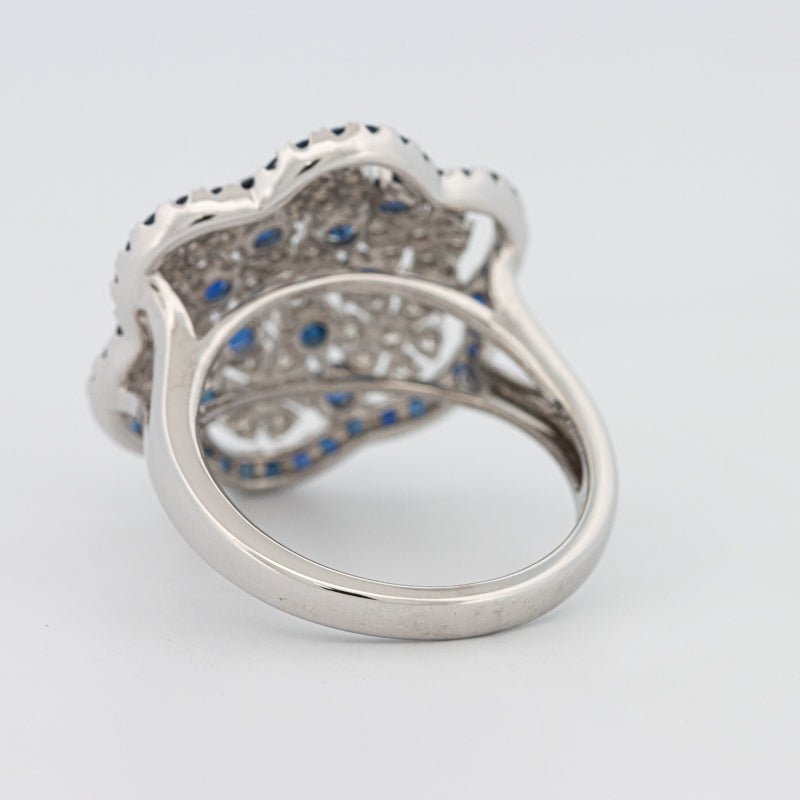 Blue Sapphire and Diamond Flower Ring - ZIZOV DIAMONDS