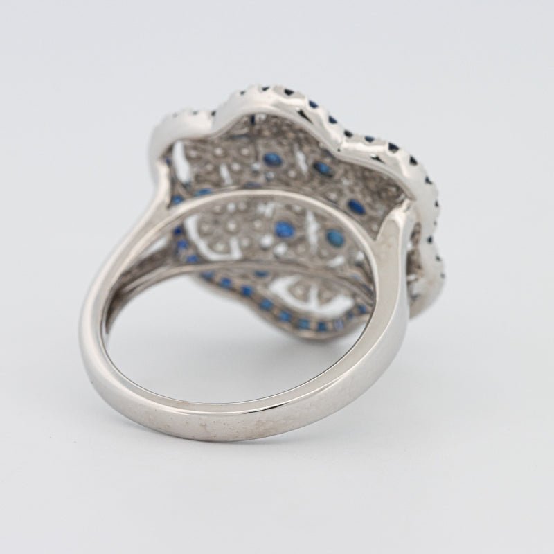 Blue Sapphire and Diamond Flower Ring - ZIZOV DIAMONDS