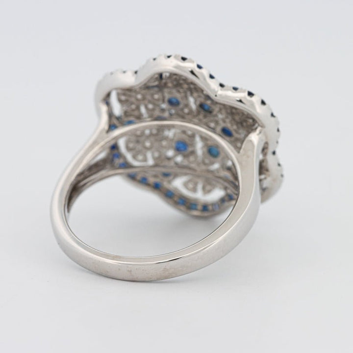 Blue Sapphire and Diamond Flower Ring - ZIZOV DIAMONDS