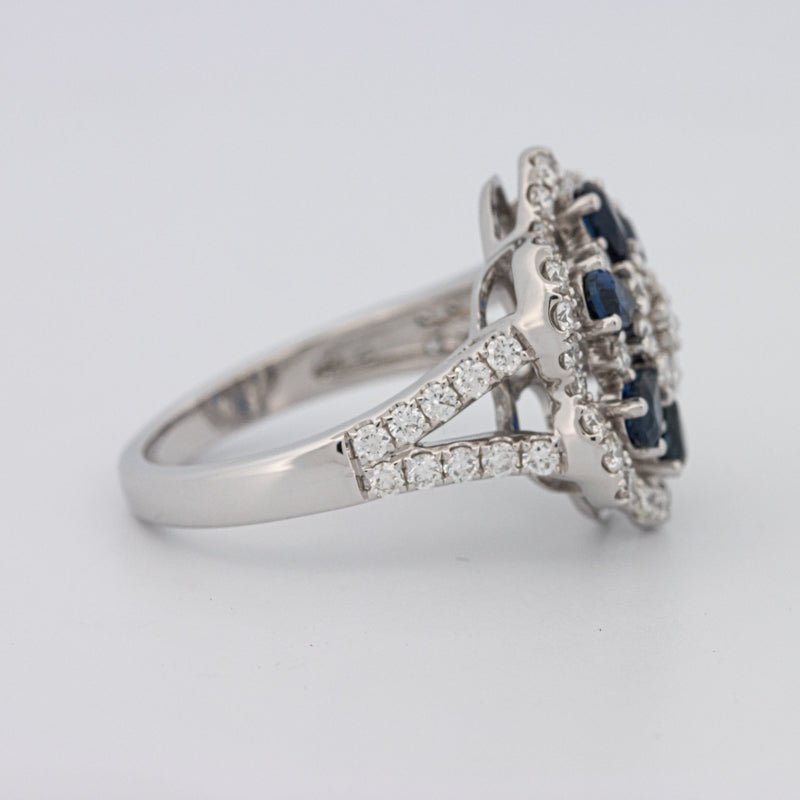 Blue Sapphire and Diamond Flower Ring - ZIZOV DIAMONDS