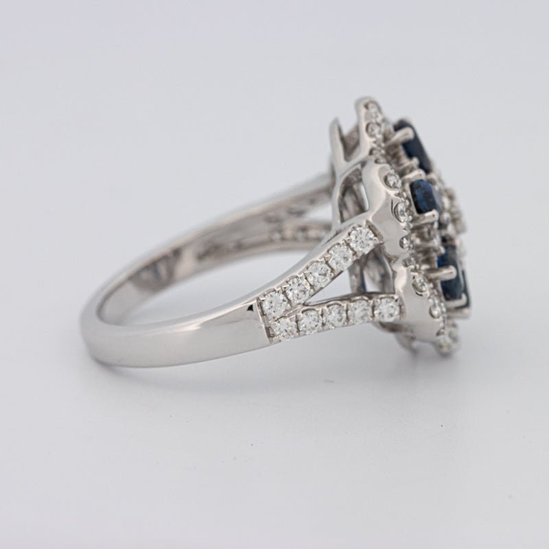 Blue Sapphire and Diamond Flower Ring - ZIZOV DIAMONDS