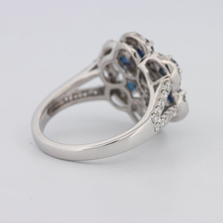 Blue Sapphire and Diamond Flower Ring - ZIZOV DIAMONDS