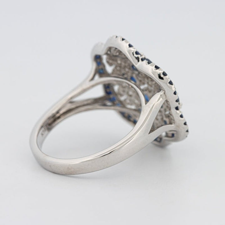 Blue Sapphire and Diamond Flower Ring - ZIZOV DIAMONDS