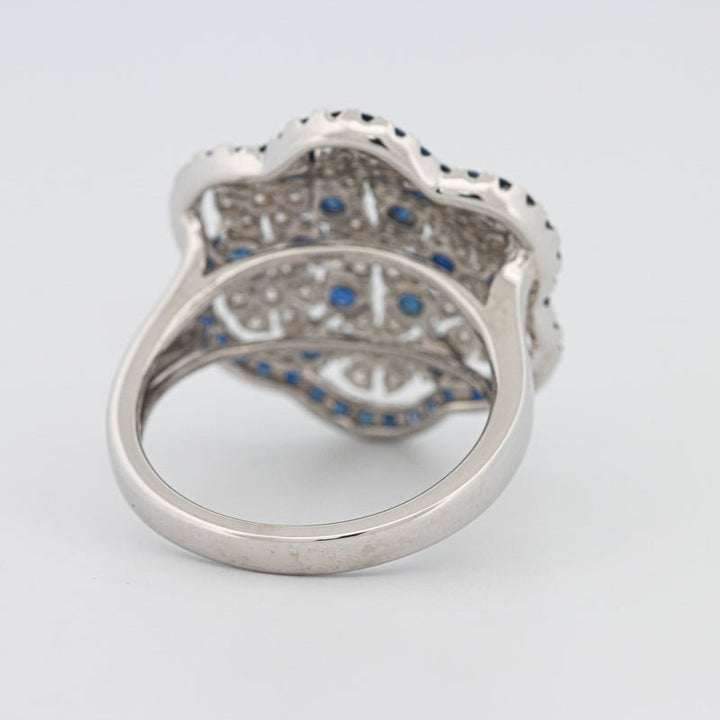Blue Sapphire and Diamond Flower Ring - ZIZOV DIAMONDS