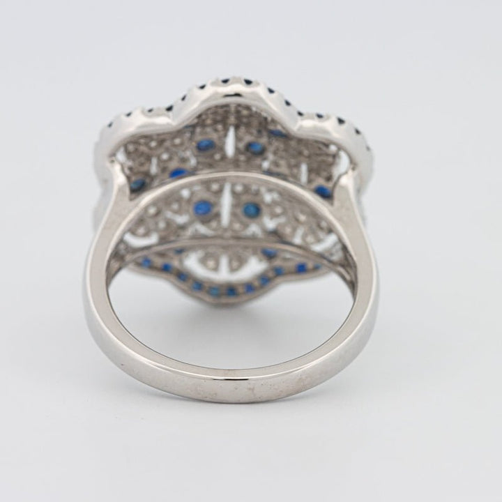 Blue Sapphire and Diamond Flower Ring - ZIZOV DIAMONDS