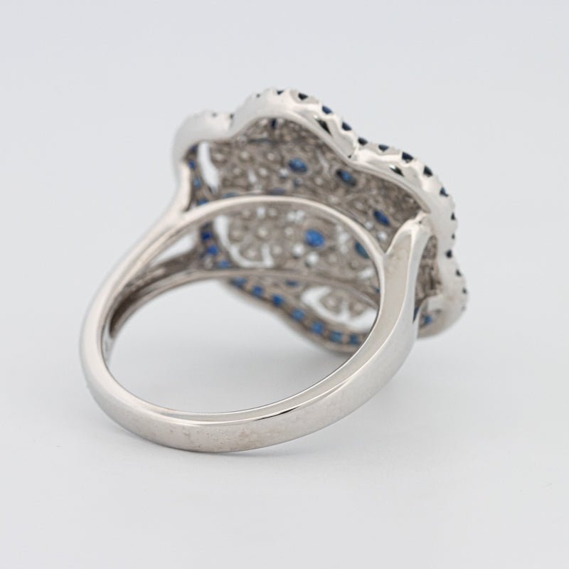 Blue Sapphire and Diamond Flower Ring - ZIZOV DIAMONDS