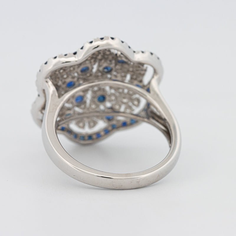 Blue Sapphire and Diamond Flower Ring - ZIZOV DIAMONDS